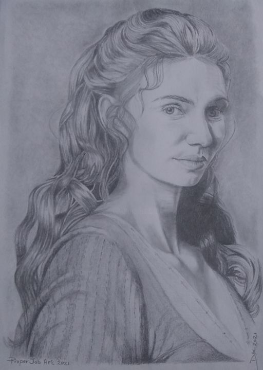 Drawing titled "Demelza" by Proper Job Portraits, Original Artwork, Graphite Mounted on Other rigid panel