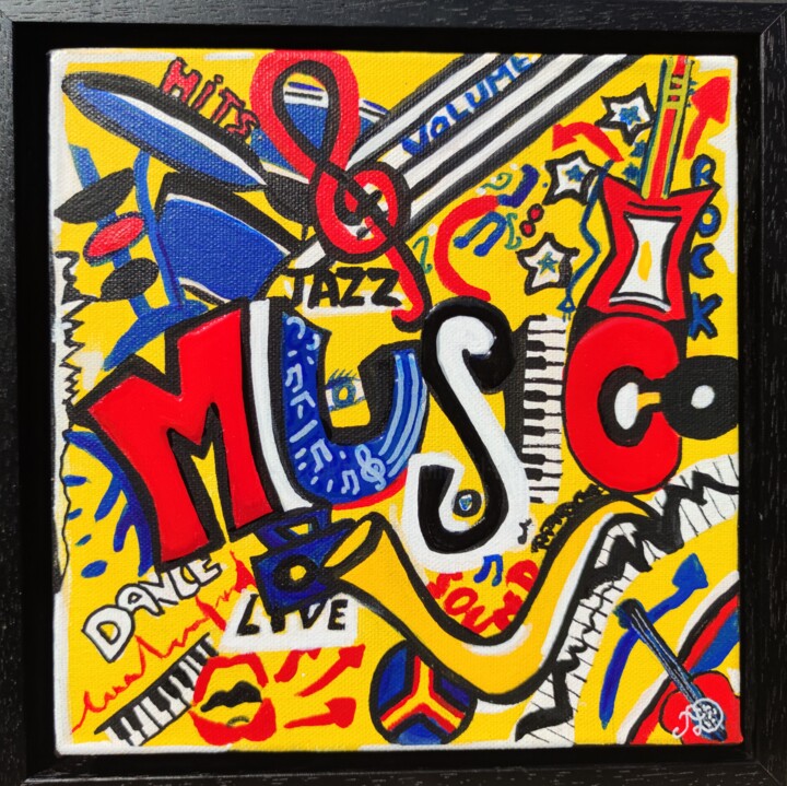 绘画 标题为“Music” 由Artedelph, 原创艺术品, 丙烯 安装在木质担架架上
