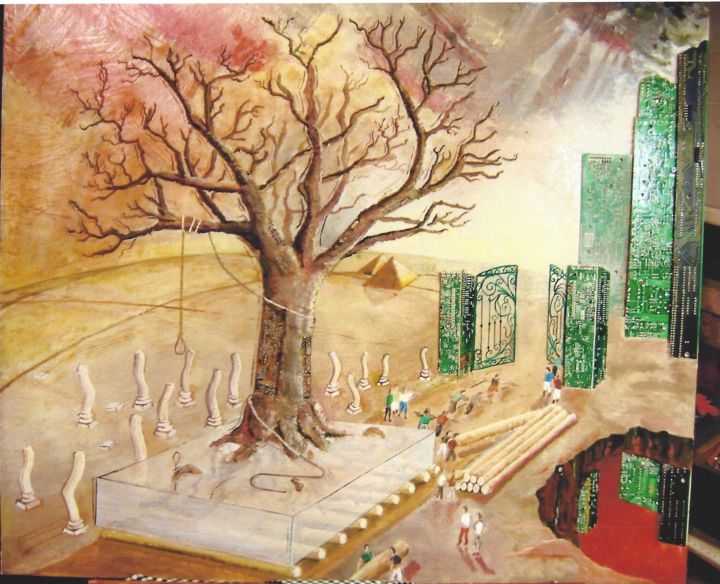 Peinture intitulée "l arbre de la conna…" par Delanarchie, Œuvre d'art originale