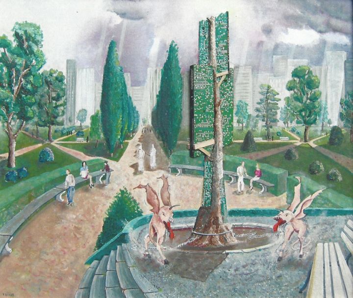 Peinture intitulée "le parc public" par Delanarchie, Œuvre d'art originale