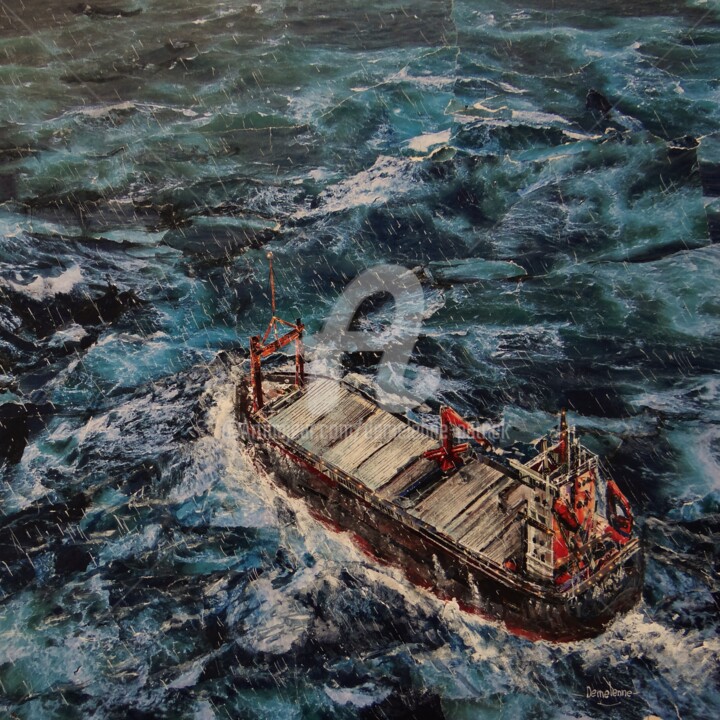 Collages titled "F 1728 Marine" by Patrick Demelenne, Original Artwork, Collages