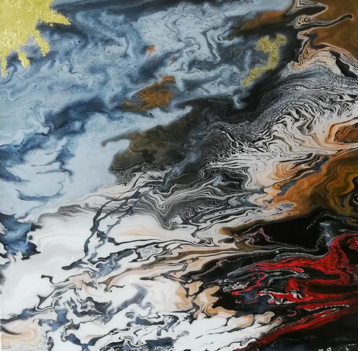 Pintura intitulada "Le gris en mer" por Coralie Demoustier, Obras de arte originais, Acrílico