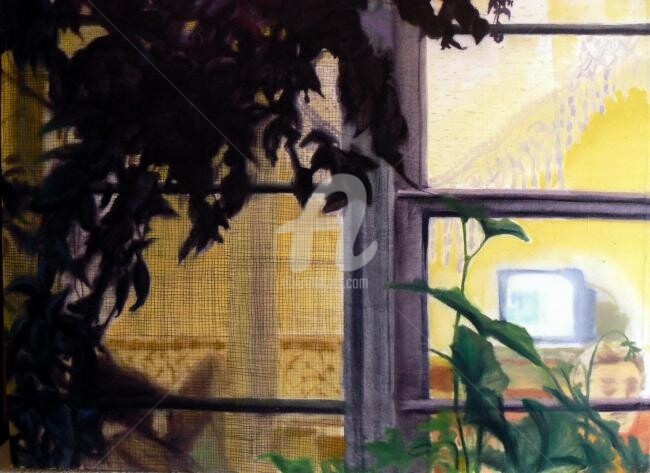 Painting titled "window.." by Denisa Paho, Original Artwork, Oil