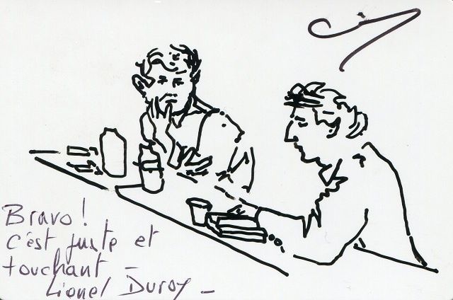 L Ecrivain Lionel Duroy Et Le Critique L Dibujo Por Denis Demouge Artmajeur