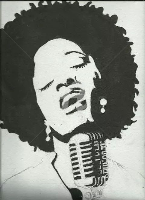 Peinture intitulée "chanteuse-afro.jpg" par Denise Félicité, Œuvre d'art originale