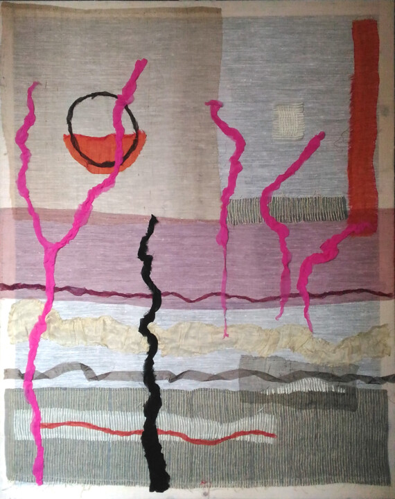Textile Art titled "Frame" by Denise Gemin, Original Artwork, Fabric