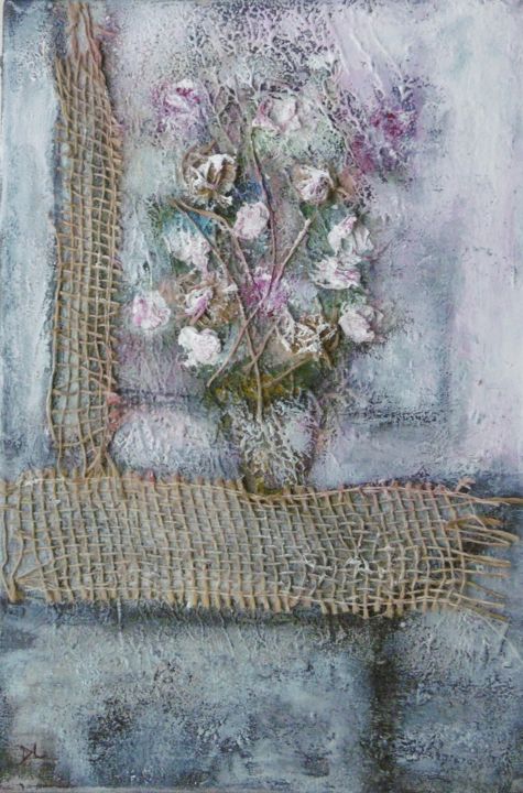 Peinture intitulée "Fleurs ficelle : co…" par Denise Louin-Lecoeur, Œuvre d'art originale, Acrylique
