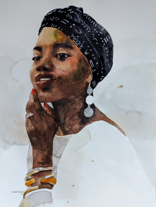 Malerei mit dem Titel ""Integrity"" von Dennis Onofua, Original-Kunstwerk, Aquarell