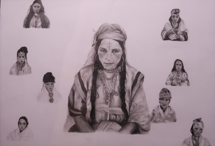 Dibujo titulada "algerian_women" por Depict Sofia, Obra de arte original, Grafito