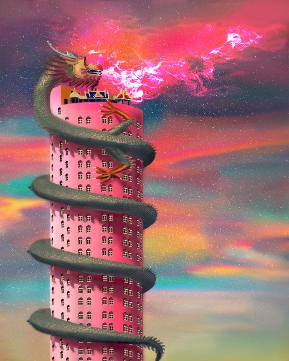 Digital Arts titled "Dragon Temple" by Deren Ümit, Original Artwork, 2D Digital Work