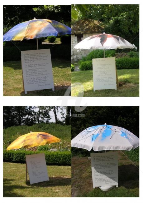 Installation titled "Poèmes-parasols" by Copyright Maria Desmée, Droits Protégés , Original Artwork