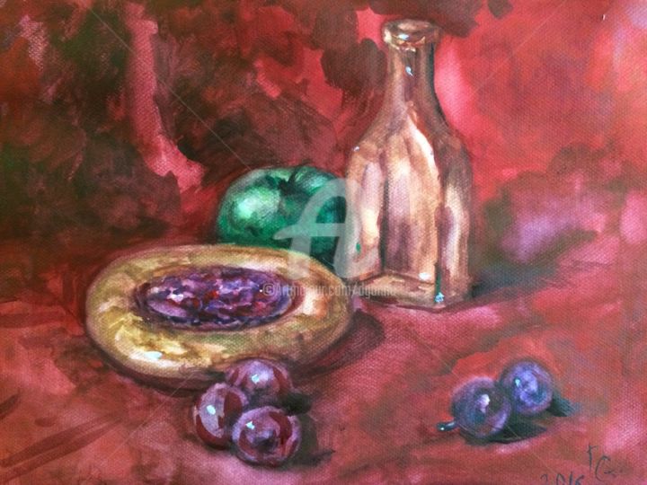 Painting titled "Still life" by Dganna, Original Artwork, Watercolor