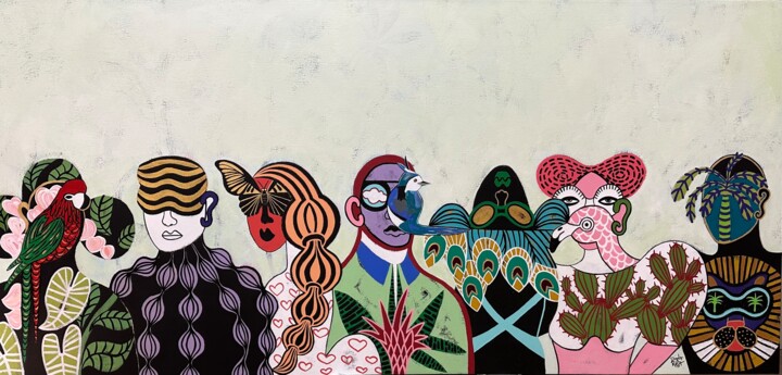 Pintura titulada "What makes us human" por Diana Rosa, Obra de arte original, Acrílico Montado en Bastidor de camilla de mad…