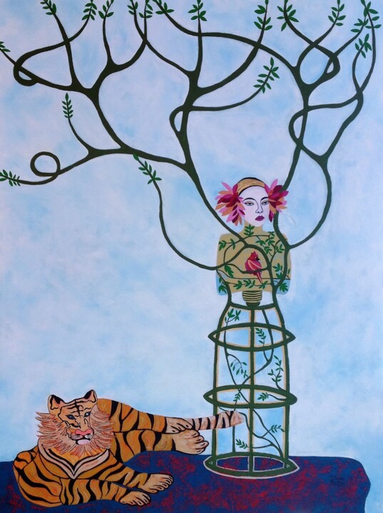 "The forest keeper" başlıklı Tablo Diana Rosa tarafından, Orijinal sanat, Akrilik Ahşap Sedye çerçevesi üzerine monte edilmiş