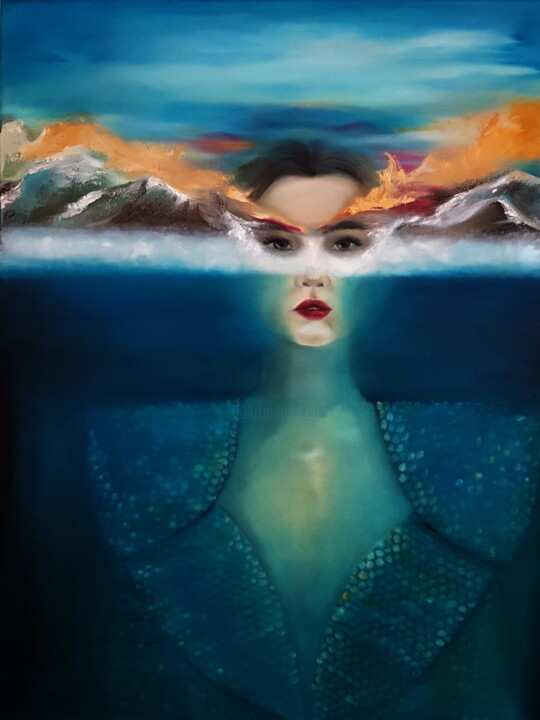 Painting titled "Гламур" by Diana Tlekova, Original Artwork, Oil Mounted on Wood Stretcher frame