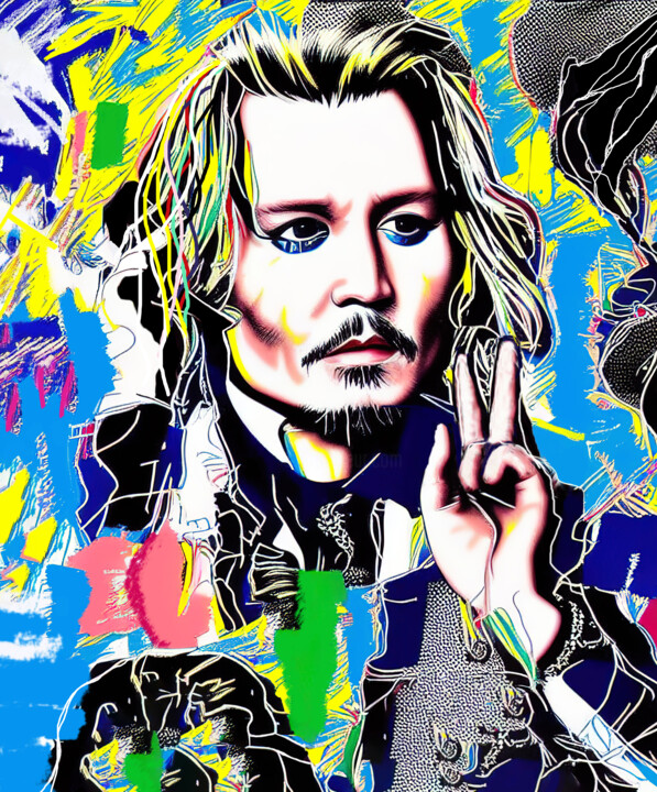 Painting titled "Johnny Depp Pop Art" by Diana Ringo, Original Artwork, Oil