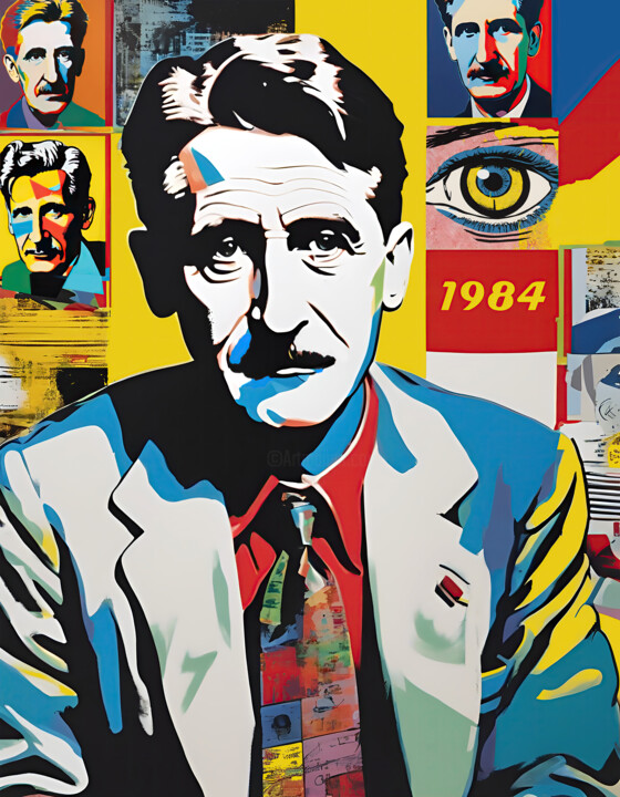Painting titled "George Orwell" by Diana Ringo, Original Artwork, Oil