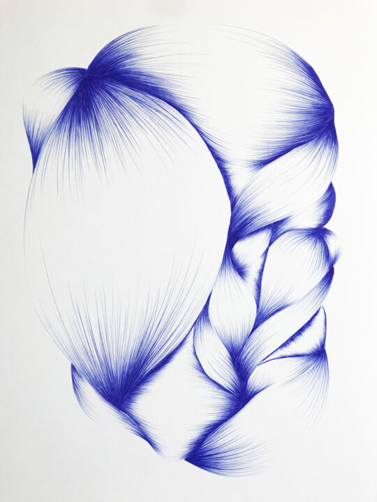 Dibujo titulada "Stylo bleu numéro 3" por Diane Tham Vo, Obra de arte original, Bolígrafo