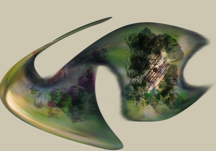 Digital Arts titled "Twisted Fish" by Dianne Bauer, Original Artwork, Digital Painting