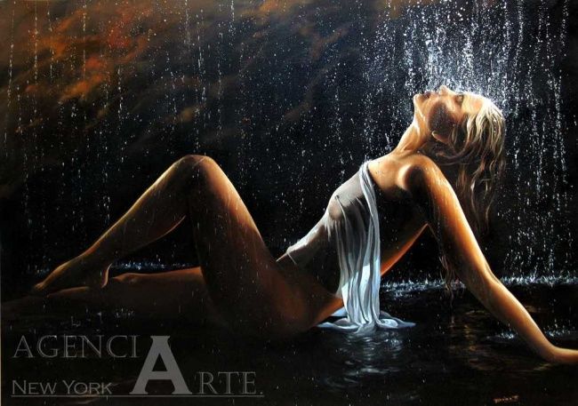 Painting titled "UNDER RAIN" by Diaz Fernandez Agencyart, Original Artwork, Oil