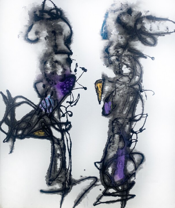 Картина под названием "melody in the chaos" - Didou, Подлинное произведение искусства, Акрил Установлен на Деревянная рама д…