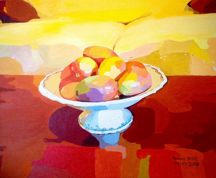 Pittura intitolato ""La coupe de mangue…" da Francis Diez, Opera d'arte originale