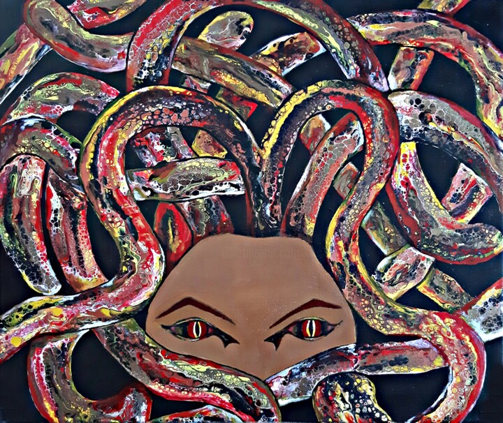 Painting titled "Medusa" by Dilameart, Original Artwork, Acrylic