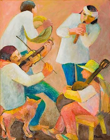 Pintura titulada "Street Musicians" por Pauline Pasilis, Obra de arte original