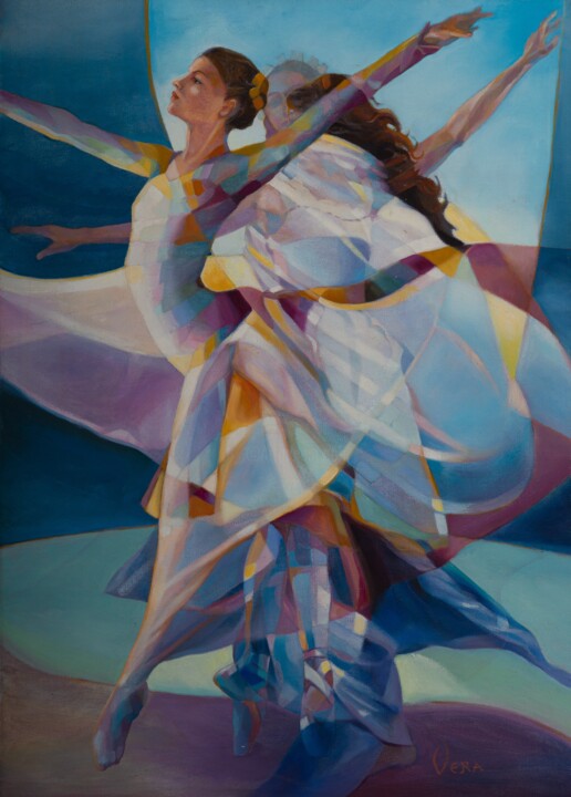 Painting titled ""BALLA COL TULLE"" by Dionicia Victoria Vera Rosado, Original Artwork, Oil