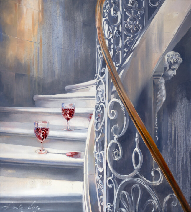 Malarstwo zatytułowany „Pinot Noir” autorstwa Dita Lūse, Oryginalna praca, Olej Zamontowany na Drewniana rama noszy