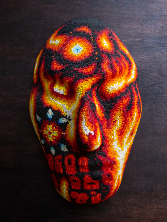 Sculpture titled "Fire spirit mask" by Dmitrii Kastalskii, Original Artwork, Mosaic