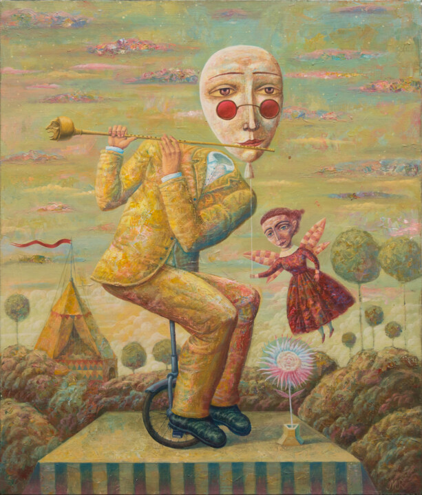 Картина под названием "Illusionist" - Dmitrii Ryzhikov, Подлинное произведение искусства, Акрил Установлен на Деревянная рам…