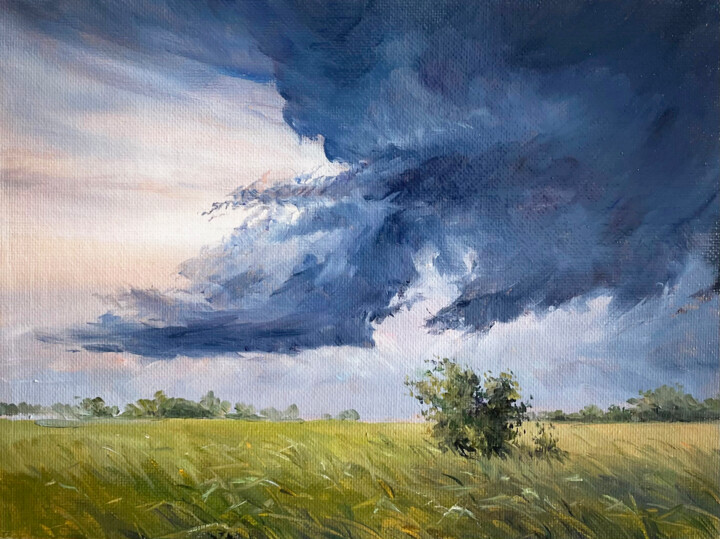Pintura titulada "landscape with a th…" por Dmitriy Shvetsov, Obra de arte original, Oleo