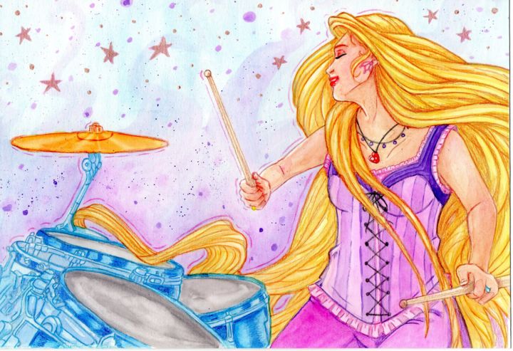 Pintura titulada "Aquarela Princesa R…" por Dmorje Aquarela Watercolor, Obra de arte original, Acuarela