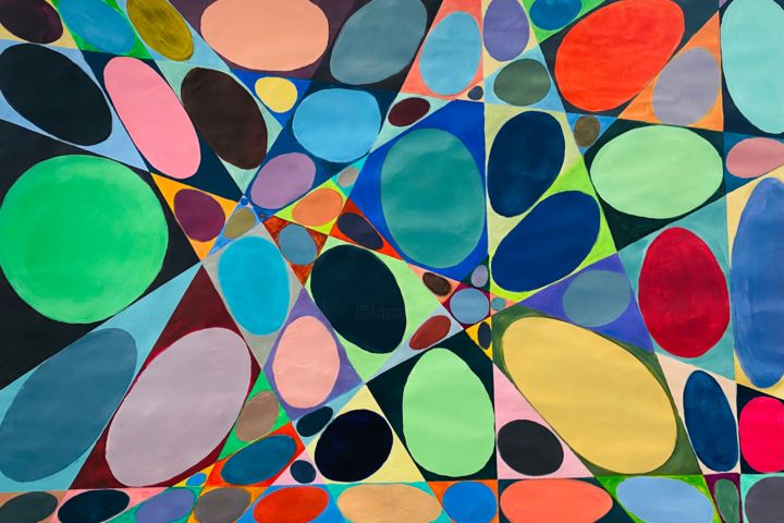 Pintura intitulada "Geometric abstracti…" por Dolgor Dugarova (Dolgor Art), Obras de arte originais, Acrílico