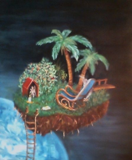 Painting titled "Ma petitte île..." by Dolive, Original Artwork