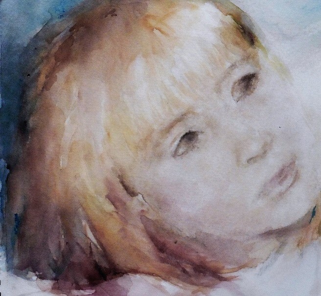 Peinture intitulée "Innocence" par Domie, Œuvre d'art originale, Aquarelle