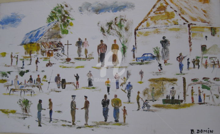 Pintura intitulada "festival-campagnard…" por Bertrand Domin, Obras de arte originais, Óleo