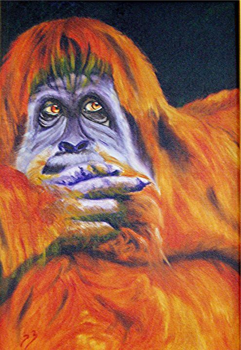 Malarstwo zatytułowany „orang outang” autorstwa Dominique Blondel, Oryginalna praca, Akryl