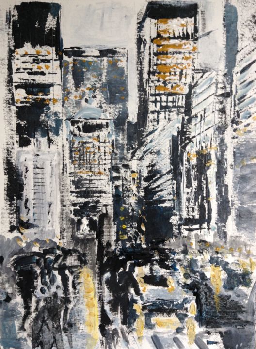 Peinture intitulée "Urban Landscape 2" par Dominique Dève, Œuvre d'art originale, Acrylique