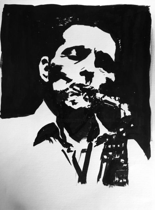 Peinture intitulée "Art Pepper 1" par Dominique Dève, Œuvre d'art originale, Encre