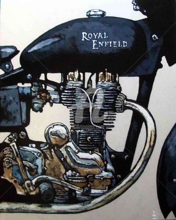 Malarstwo zatytułowany „Royal Enfield 20” autorstwa Dominique Richard, Oryginalna praca, Akryl