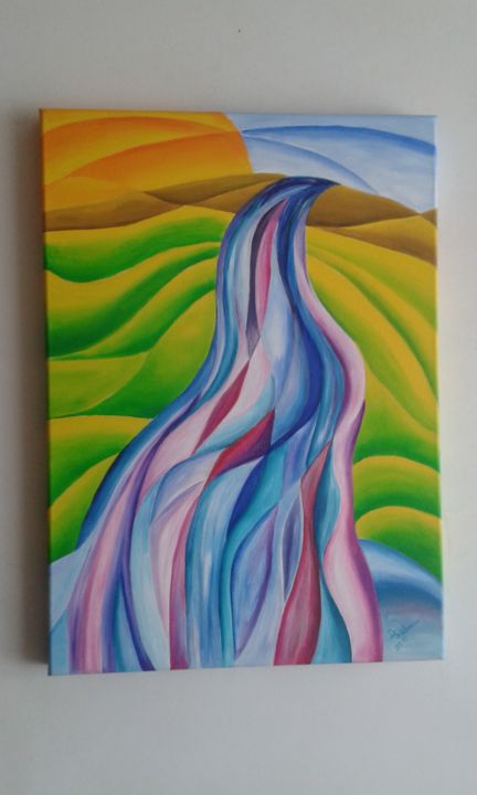 Pintura titulada "" Cascade II " 2012" por Dominique Salmon, Obra de arte original, Oleo