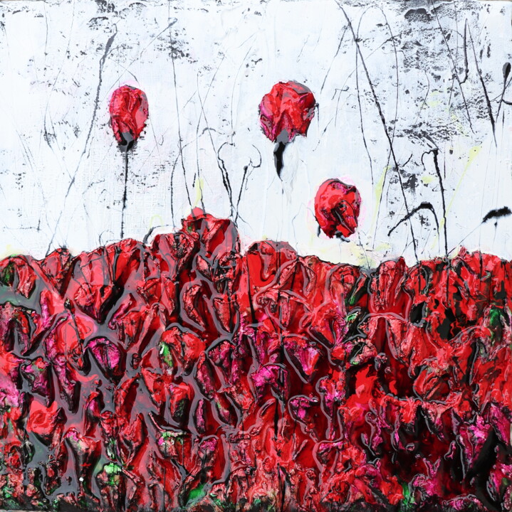 Peinture intitulée "poppies passion" par Donatella Marraoni, Œuvre d'art originale, Huile