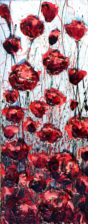 "poppies red 2024" başlıklı Tablo Donatella Marraoni tarafından, Orijinal sanat, Petrol