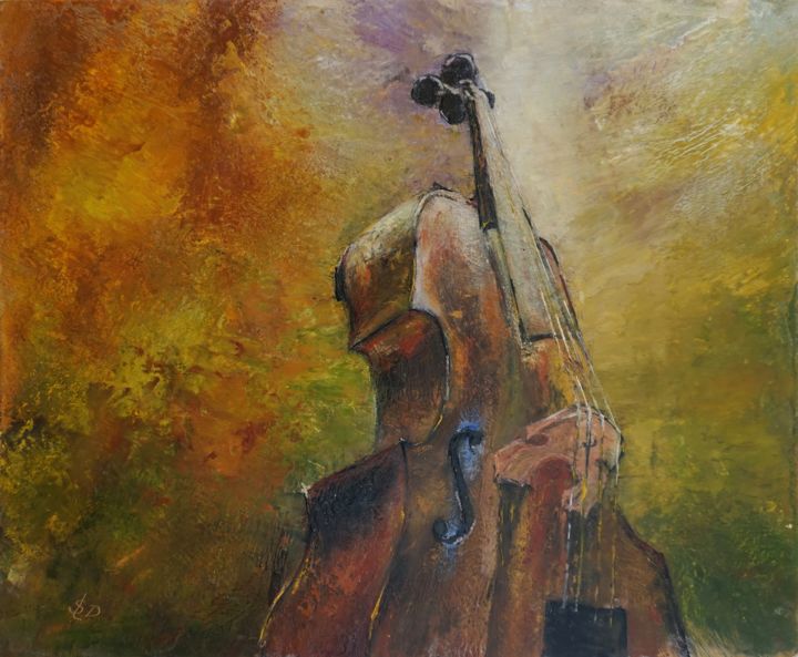 Painting titled "The Music" by Dora Stork, Original Artwork, Wax