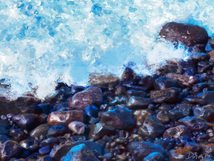 Fotografia intitulada "Un bord de mer roch…" por Doron B, Obras de arte originais, Fotografia Manipulada