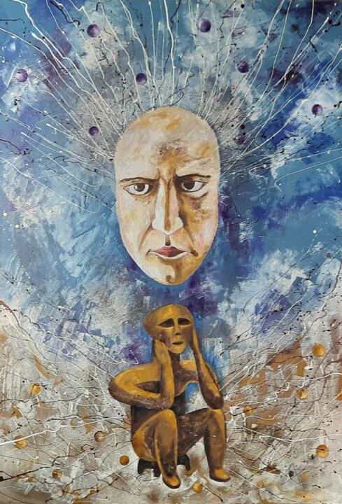 Malarstwo zatytułowany „THE THINKER” autorstwa Dragos Bagia, Oryginalna praca, Olej