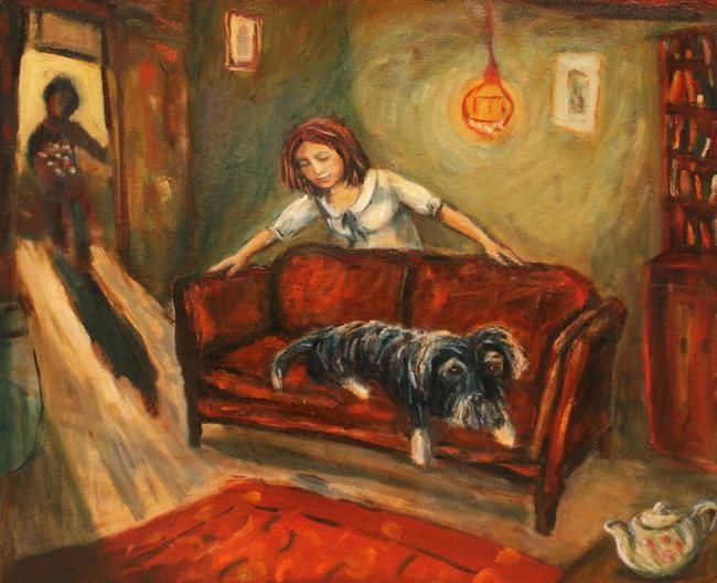 Malarstwo zatytułowany „"Love the Dog and C…” autorstwa Dudley, Oryginalna praca, Olej