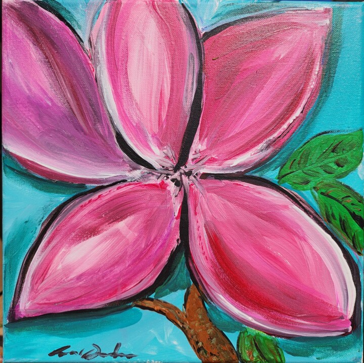 Painting titled "PLUMERIA PINK" by Le' Andre' Jamol Dukes Le' Andre' Scott, Original Artwork, Acrylic